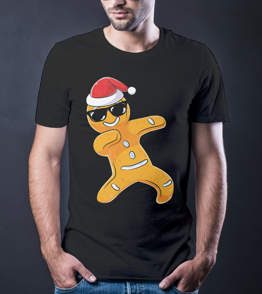 Christmas Dabbing Gingerbread Santa With Sunglasses T-Shirt