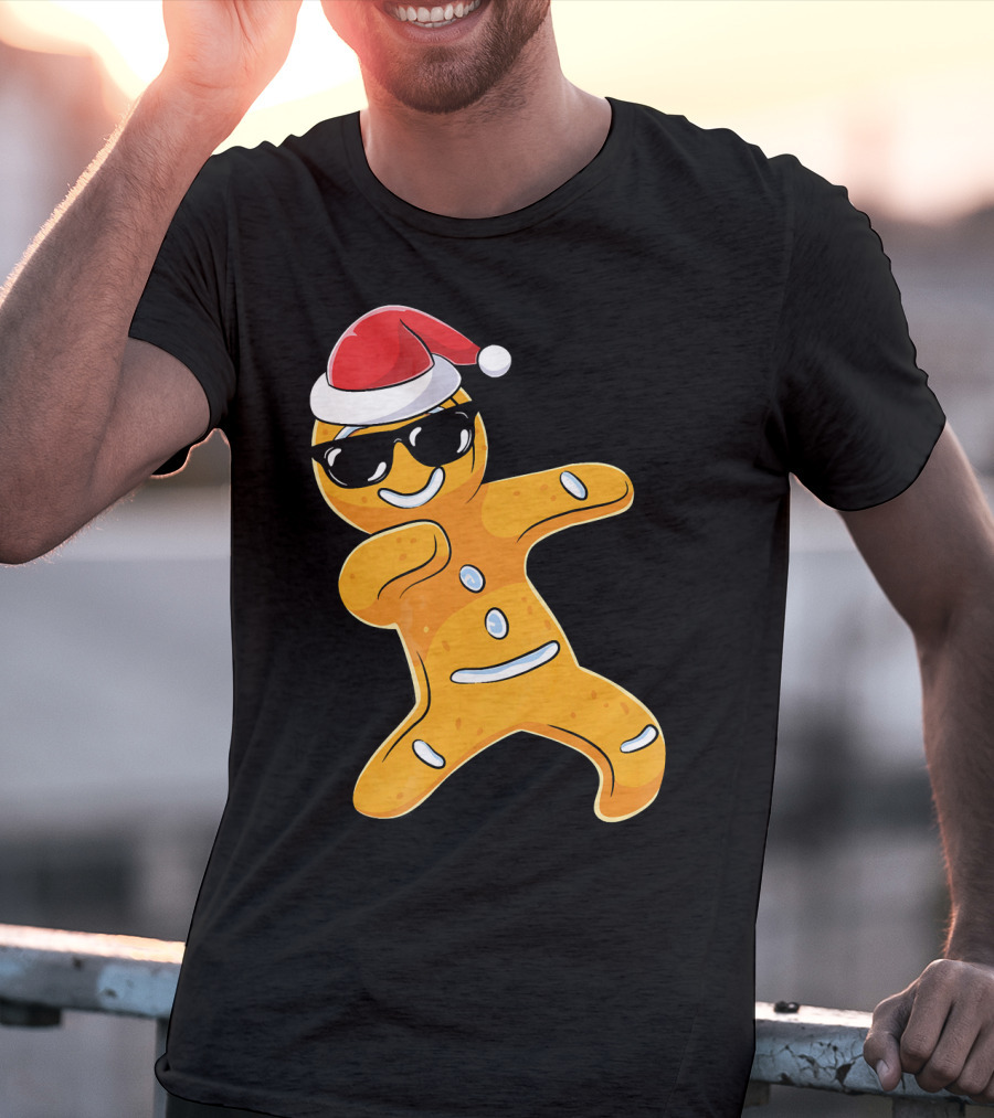 Christmas Dabbing Gingerbread Santa With Sunglasses T-Shirt