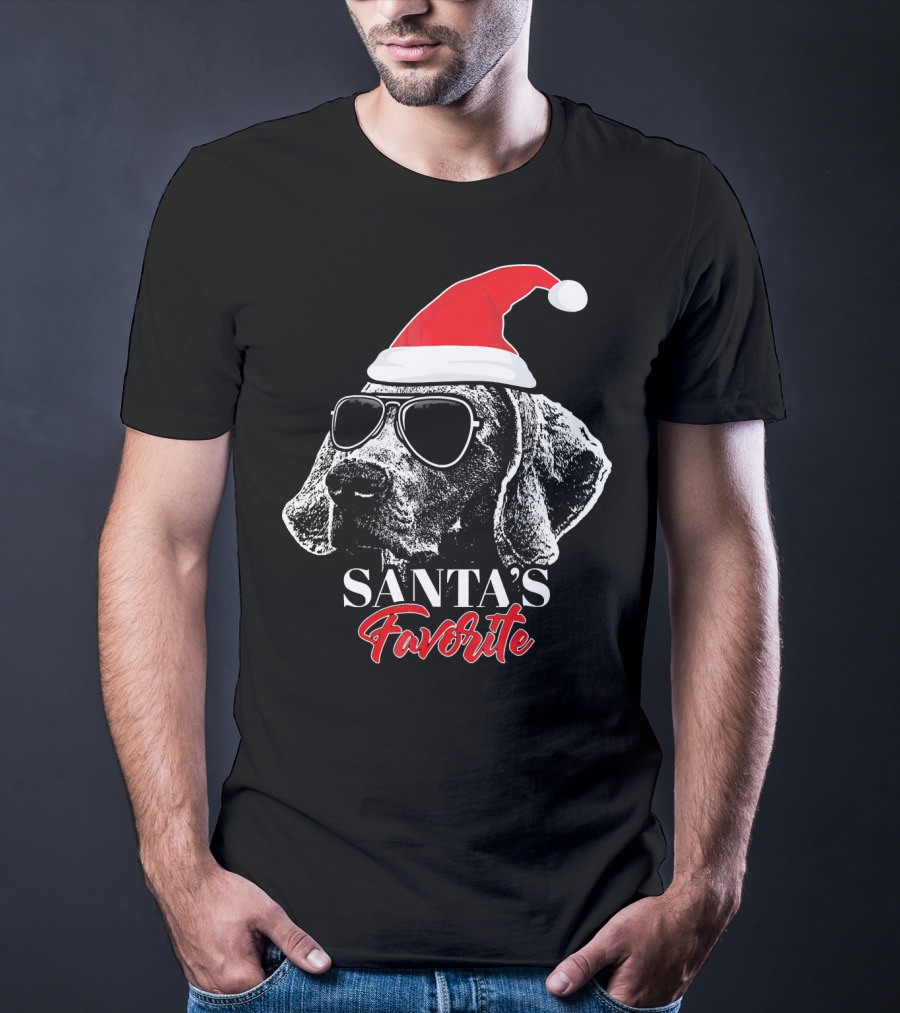 Santa's Favorite Weimaraner With Sunglasses T-Shirt