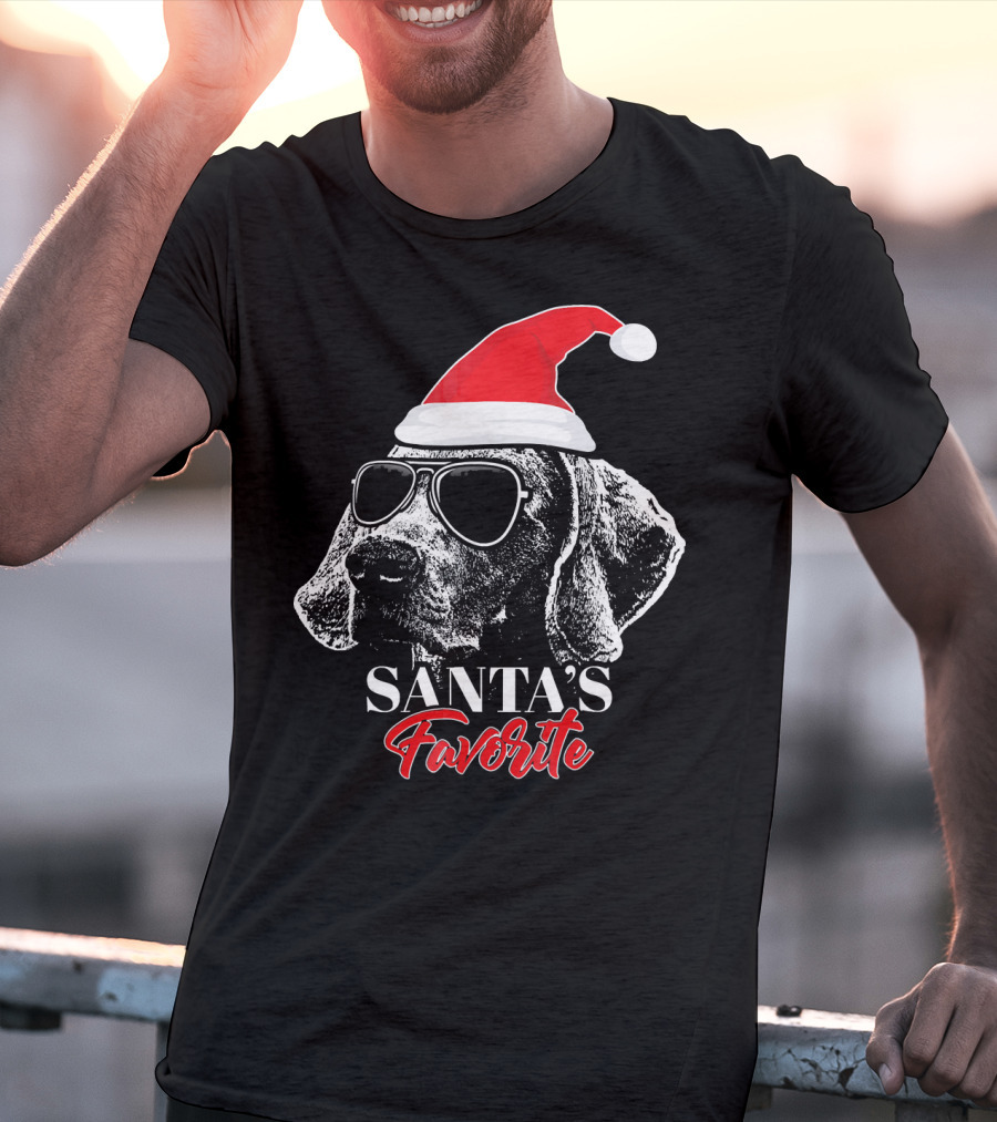 Santa's Favorite Weimaraner With Sunglasses T-Shirt