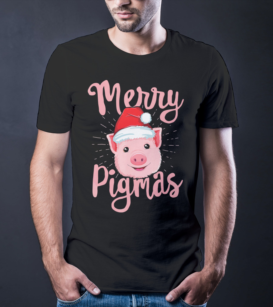 Merry Pigmas Pig Santa Hat T-Shirt