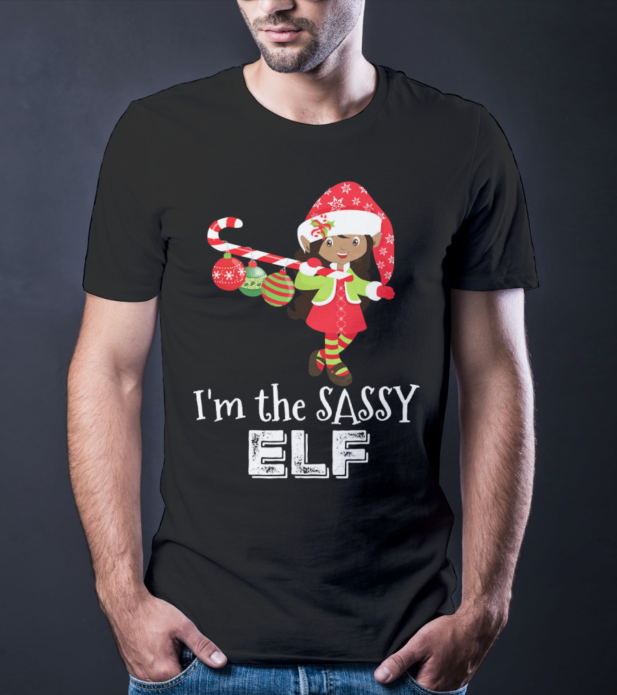 I'm The Sassy Elf African American Girls Christmas T-Shirt