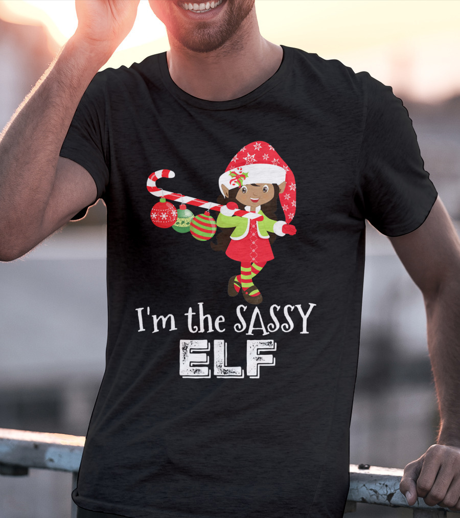 I'm The Sassy Elf African American Girls Christmas T-Shirt