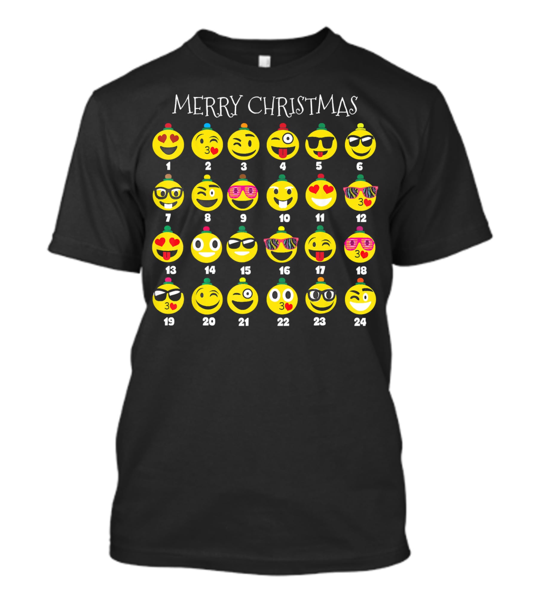 Merry Christmas Emoji Advent Calendar Countdown T-Shirt