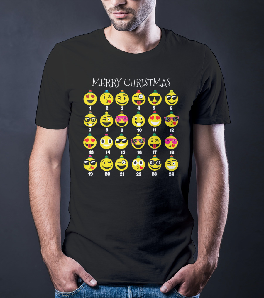 Merry Christmas Emoji Advent Calendar Countdown T-Shirt