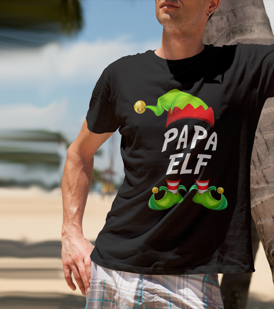 Christmas Papa Elf Green Hat And Shoes Funny Holiday Edition T-Shirt