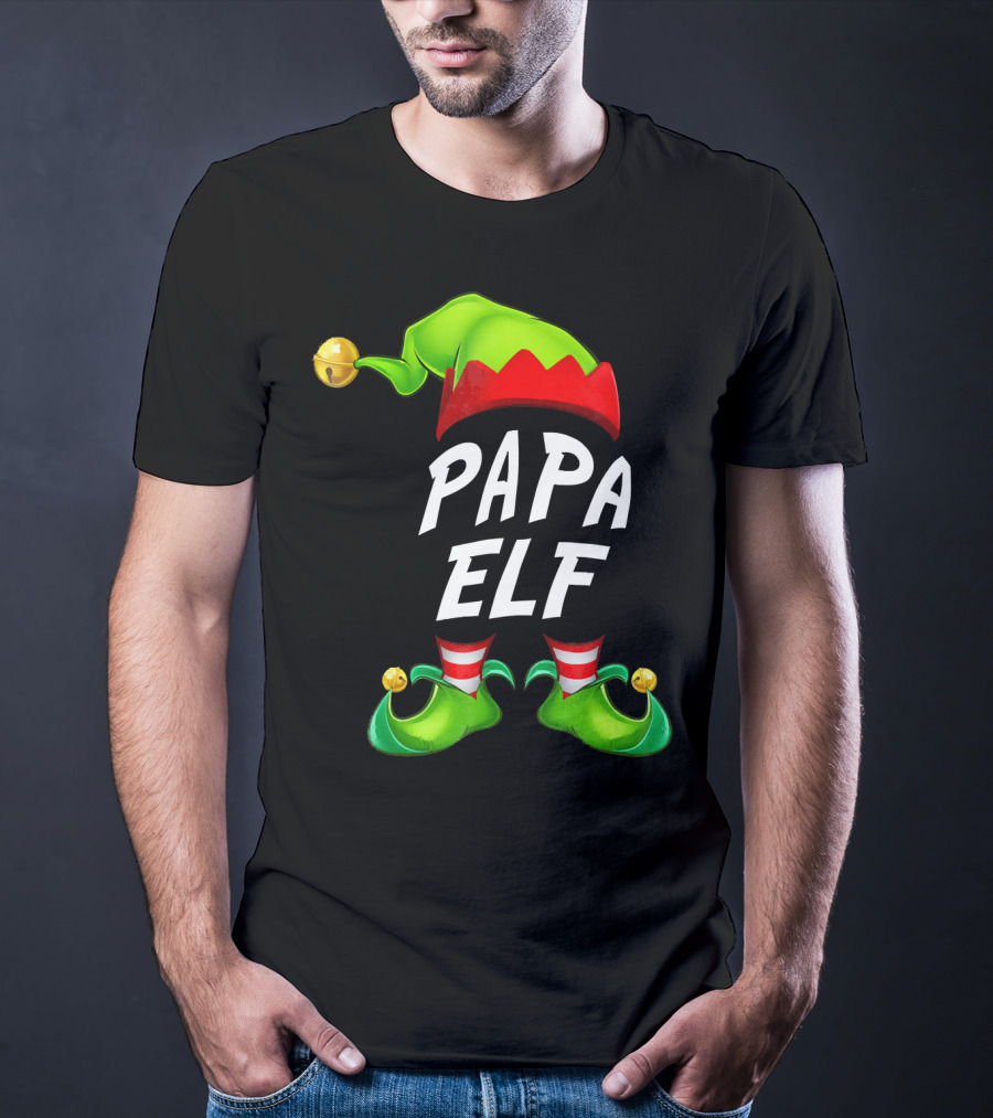 Christmas Papa Elf Green Hat And Shoes Funny Holiday Edition T-Shirt