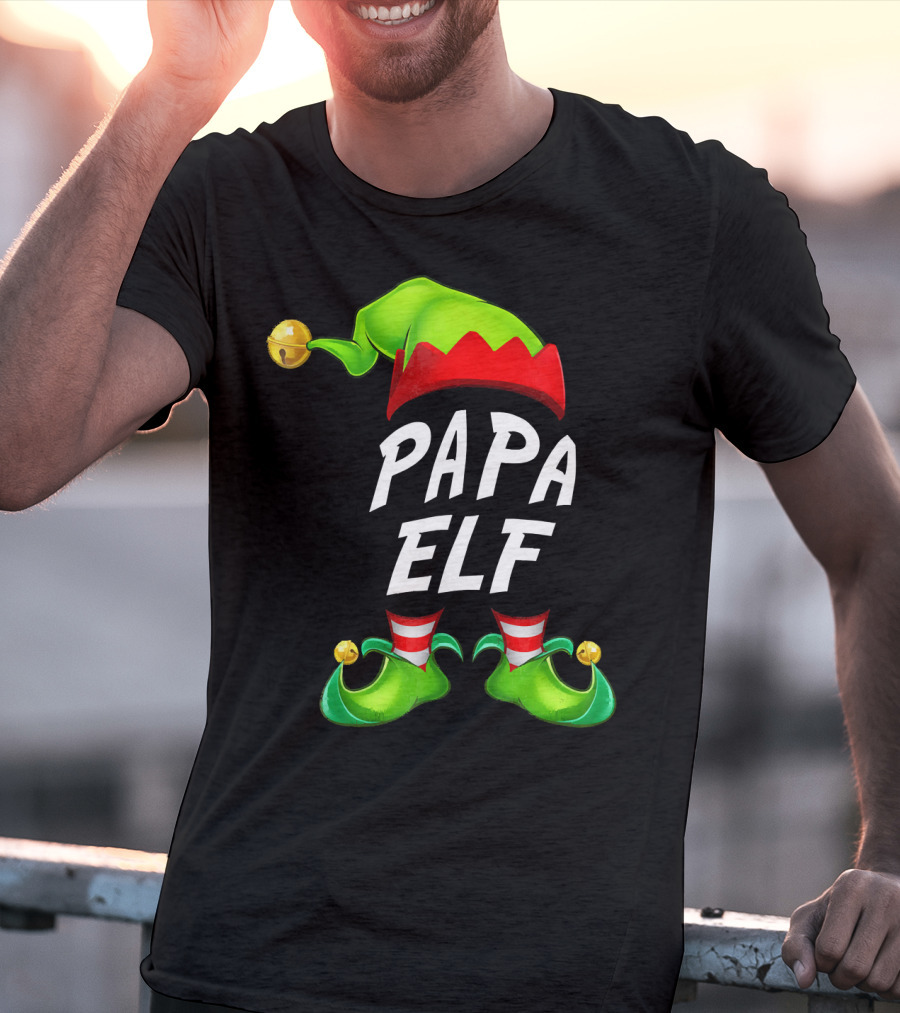 Christmas Papa Elf Green Hat And Shoes Funny Holiday Edition T-Shirt