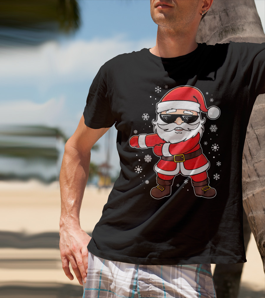 Santa Floss Dance With Snowflakes And Sunglasses T-Shirt