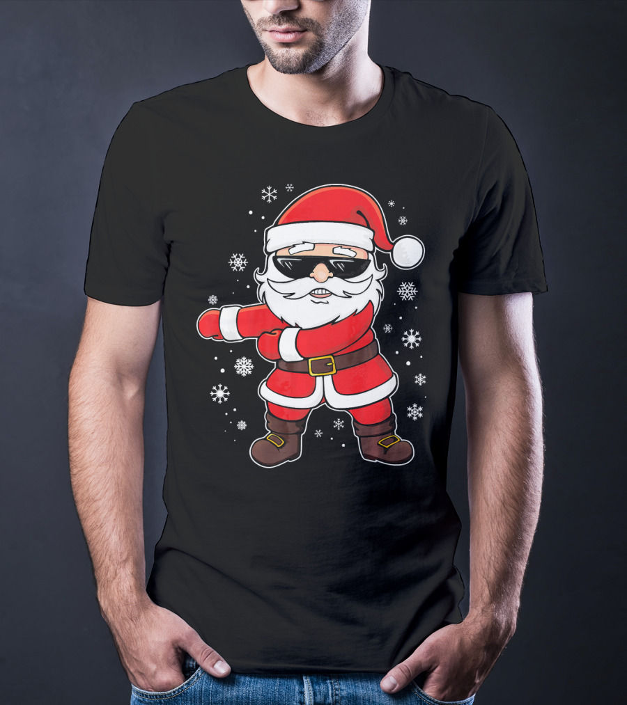 Santa Floss Dance With Snowflakes And Sunglasses T-Shirt
