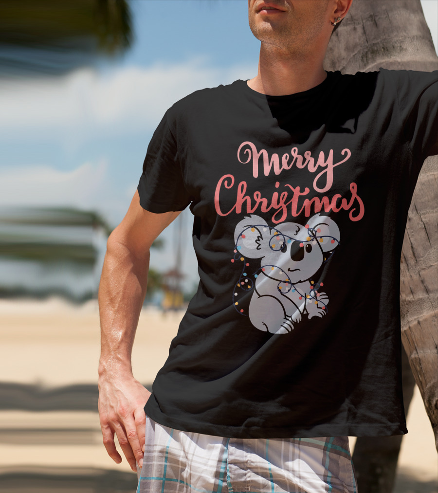 Merry Christmas Koala Bear With Holiday Lights T-Shirt