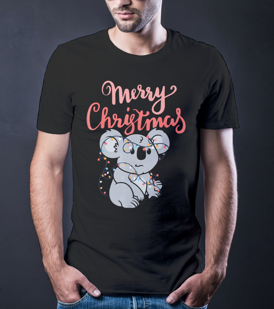 Merry Christmas Koala Bear With Holiday Lights T-Shirt