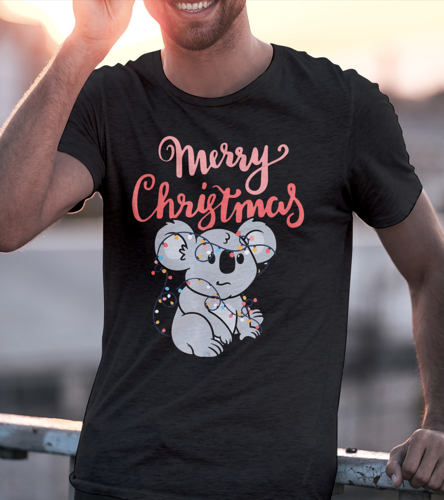 Merry Christmas Koala Bear With Holiday Lights T-Shirt