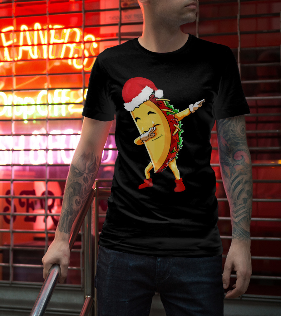 Dabbing Taco Santa Christmas Pajama Holiday Dance T-Shirt