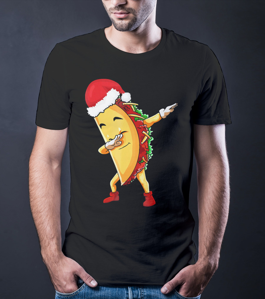 Dabbing Taco Santa Christmas Pajama Holiday Dance T-Shirt