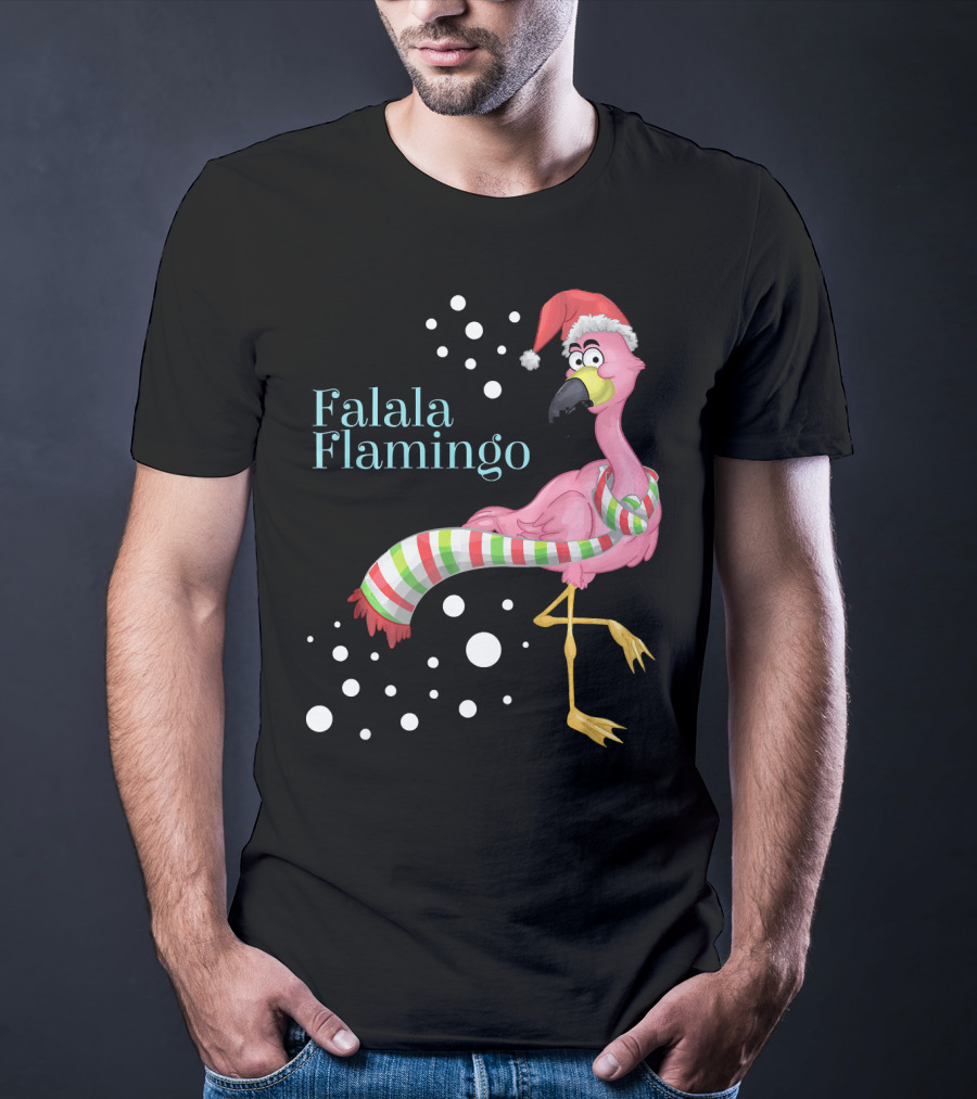 Falala Flamingo Santa Hat Christmas Holiday T-Shirt