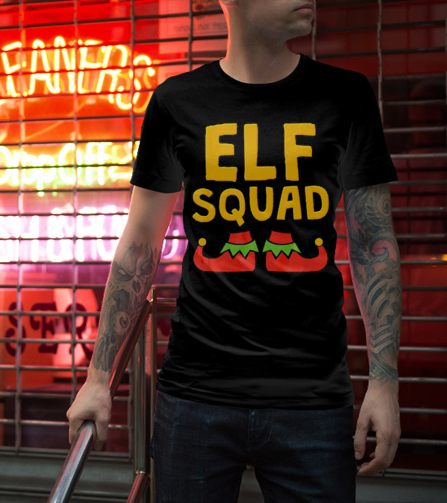 ELF SQUAD Fun Holiday Elf Shoes Festive T-Shirt