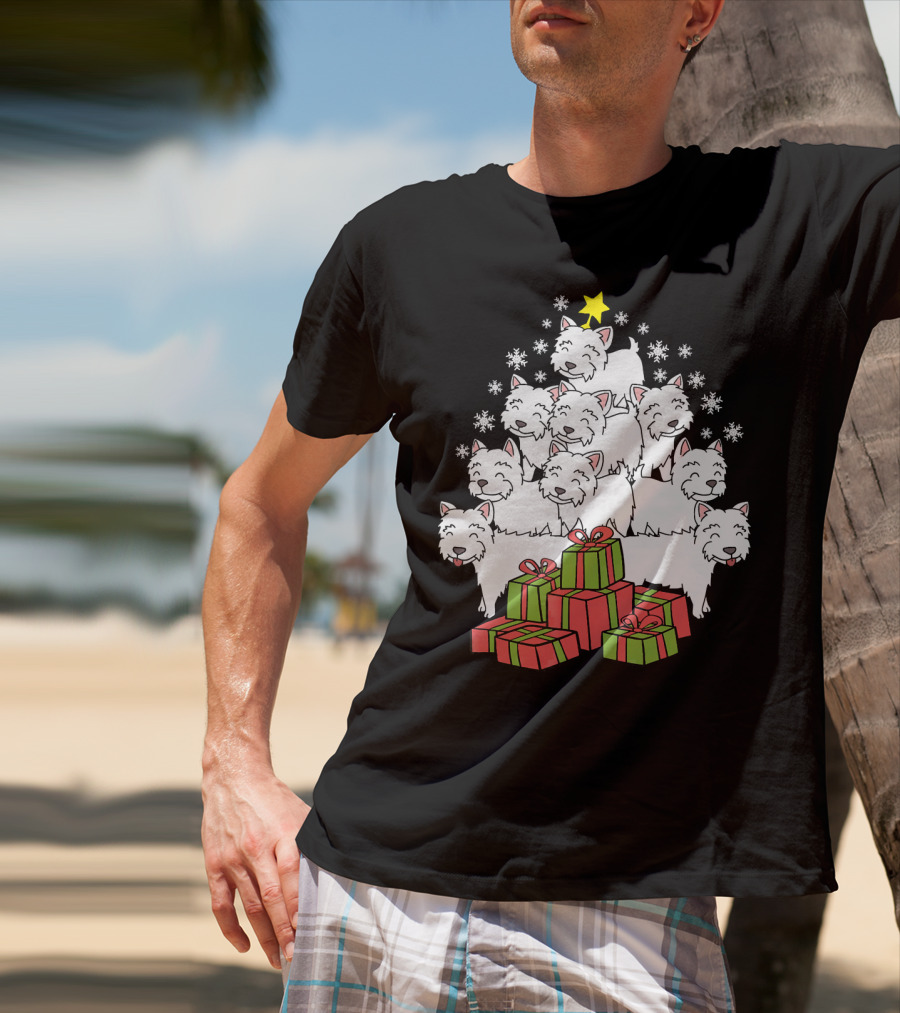 Westie Christmas Tree With Presents And Snowflakes T-Shirt