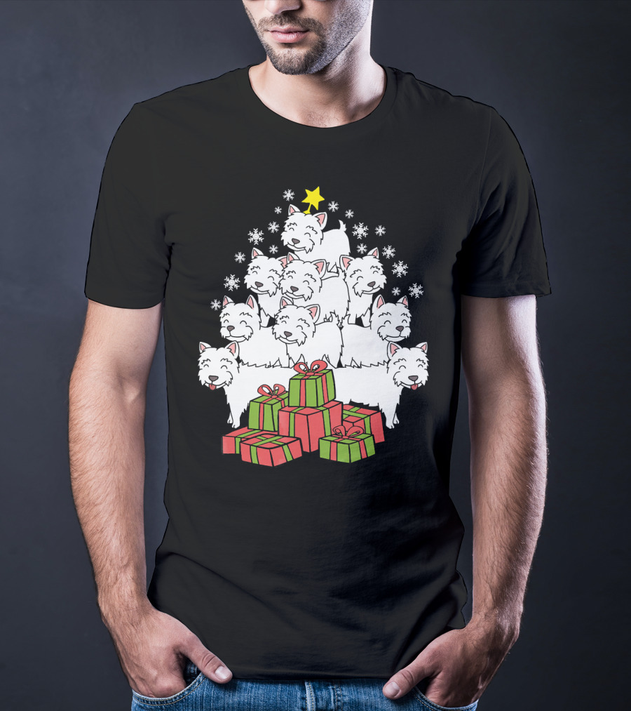Westie Christmas Tree With Presents And Snowflakes T-Shirt