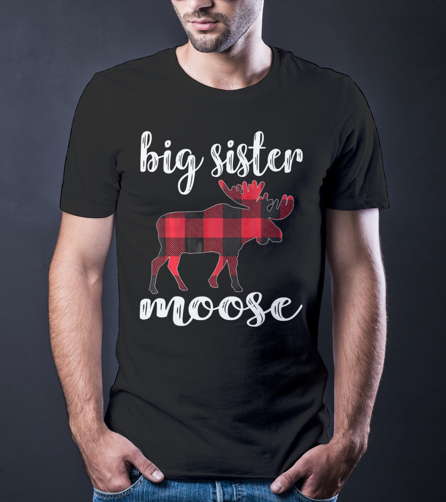 Big Sister Moose Buffalo Plaid T-Shirt
