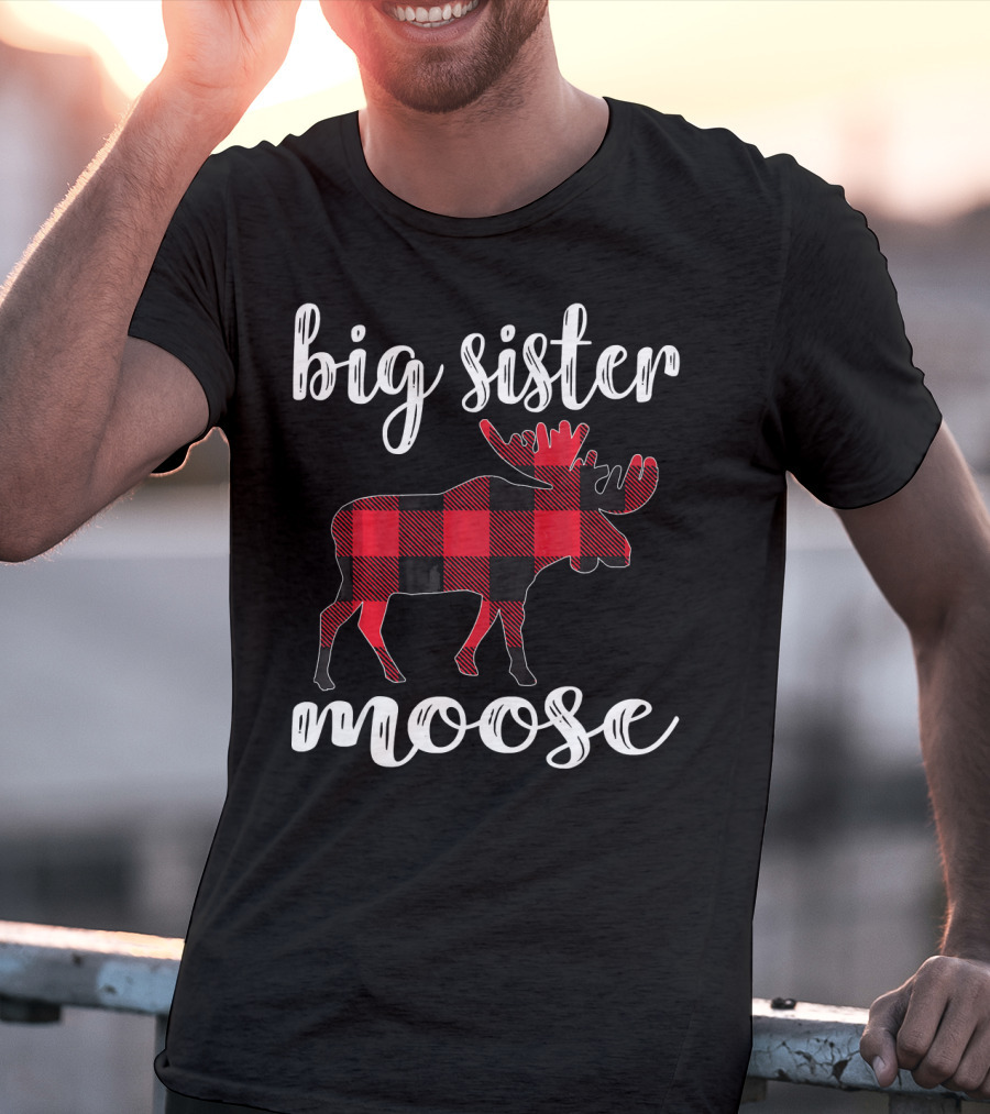 Big Sister Moose Buffalo Plaid T-Shirt