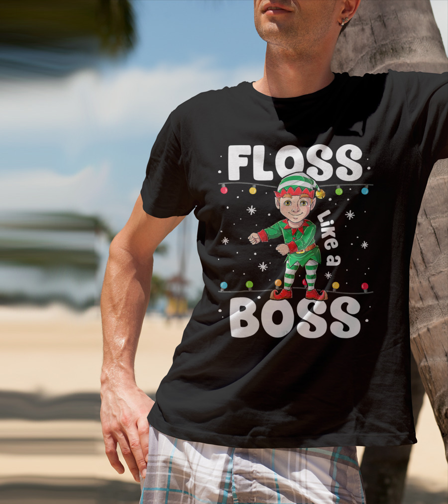 Floss Like A Boss Elf Dance Christmas Lights T-Shirt