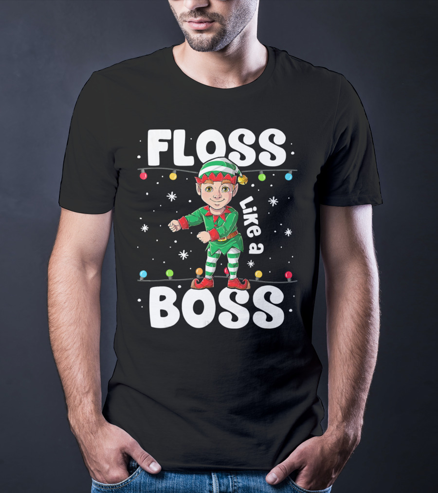 Floss Like A Boss Elf Dance Christmas Lights T-Shirt