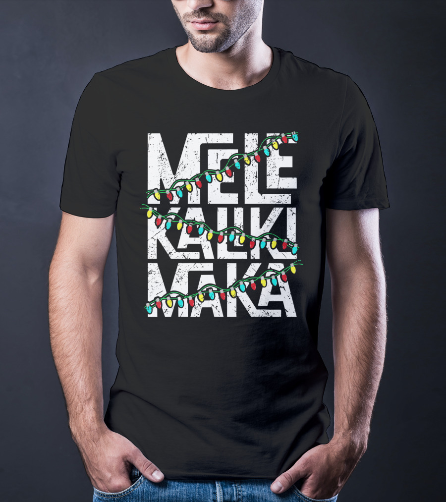 Mele Kalikimaka Hawaiian Christmas Lights Holiday T-Shirt