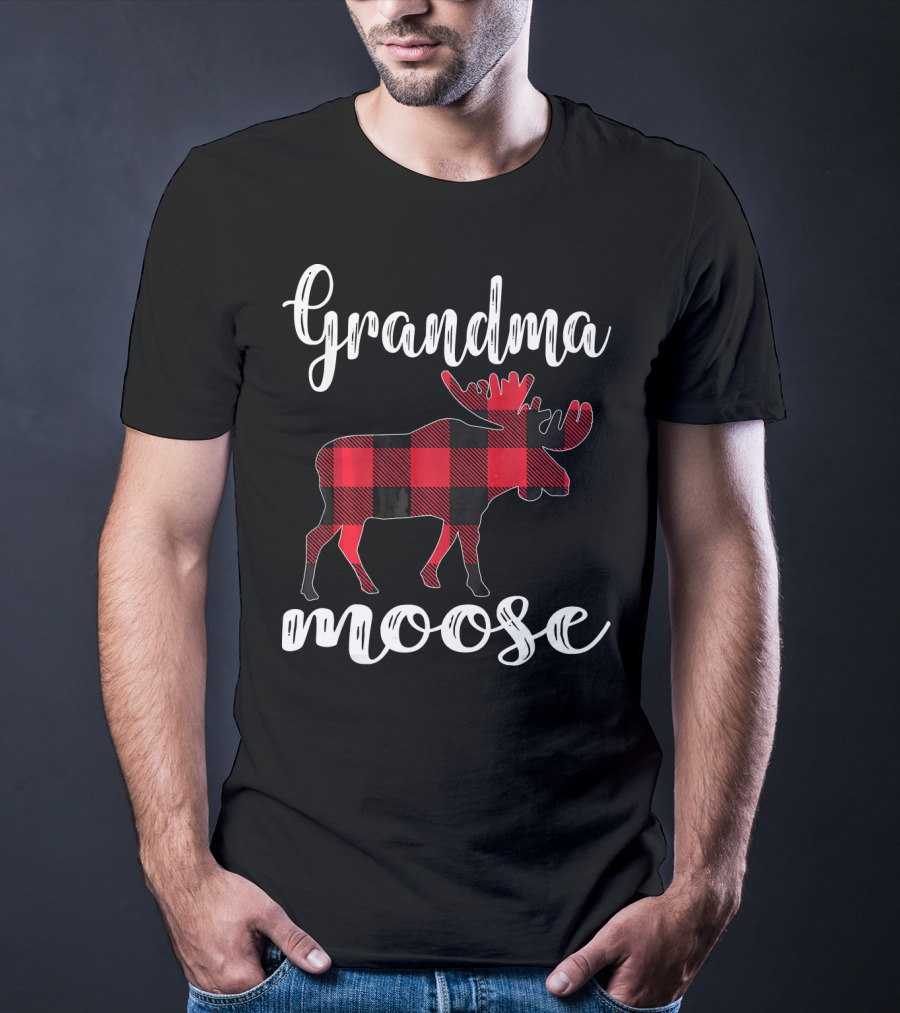 Grandma Moose Red Plaid Buffalo Check T-Shirt