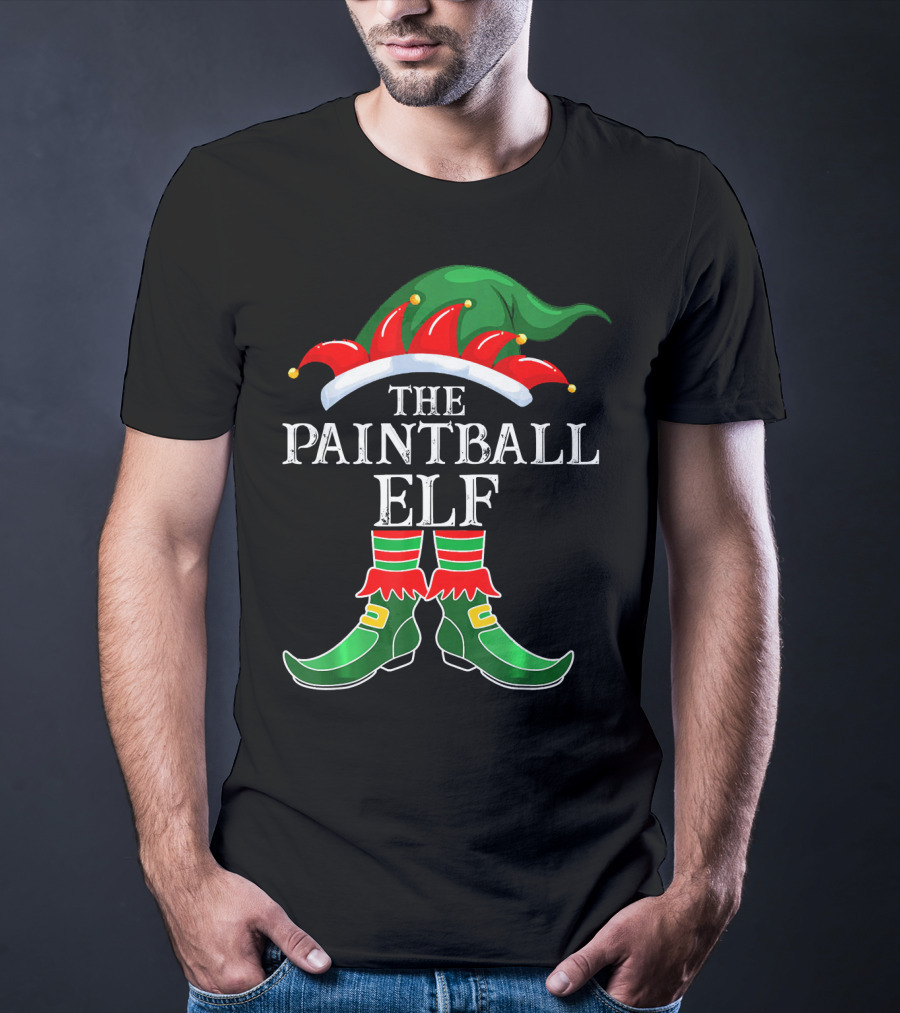 The Paintball Elf Christmas Hat Boots T-Shirt
