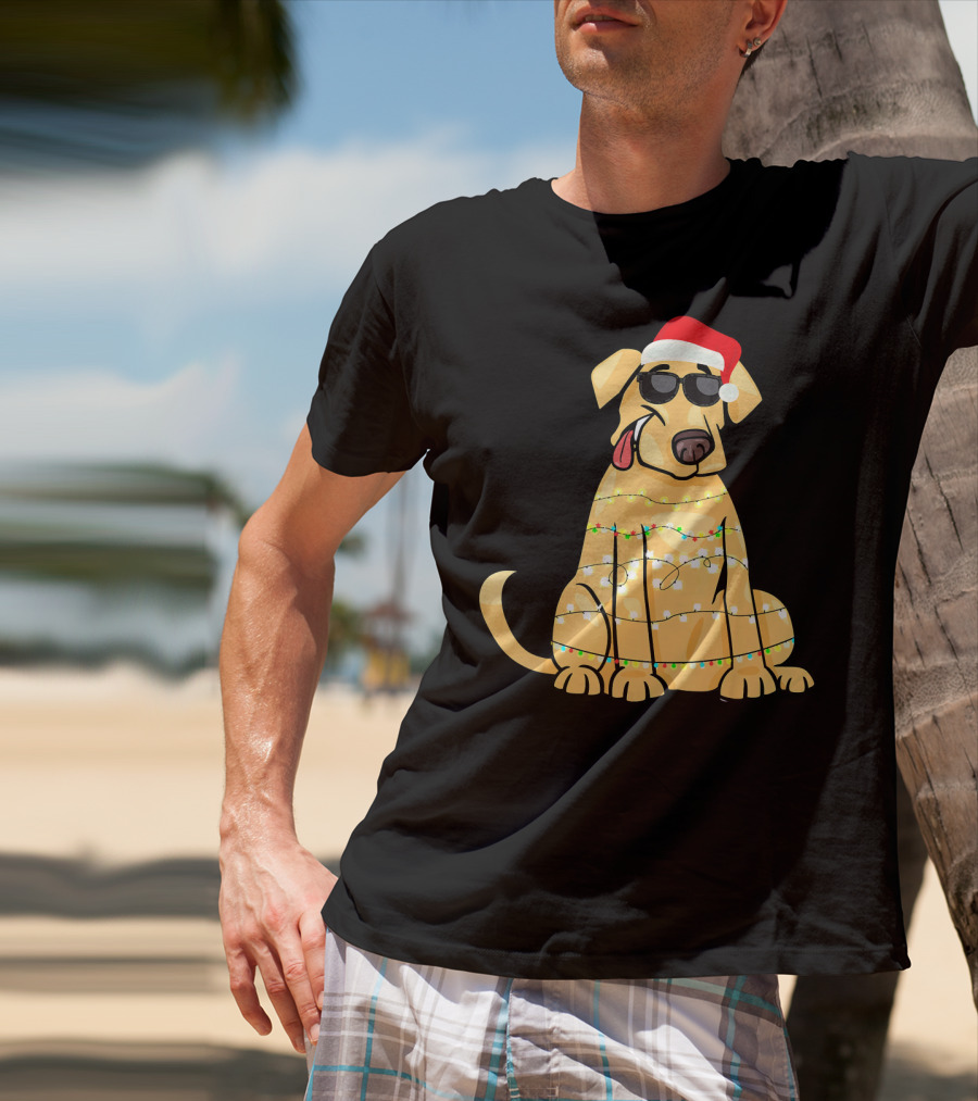 Labrador Santa Claus Christmas Lights Sunglasses T-Shirt