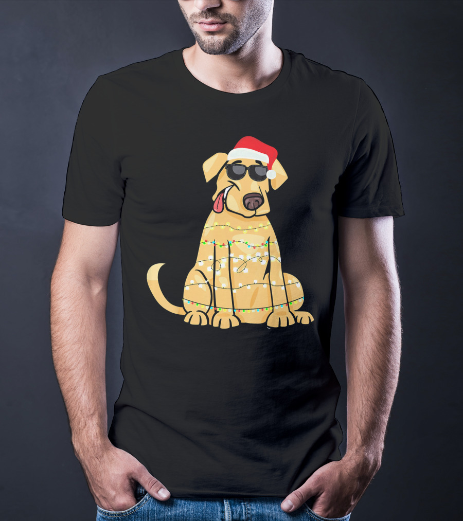 Labrador Santa Claus Christmas Lights Sunglasses T-Shirt