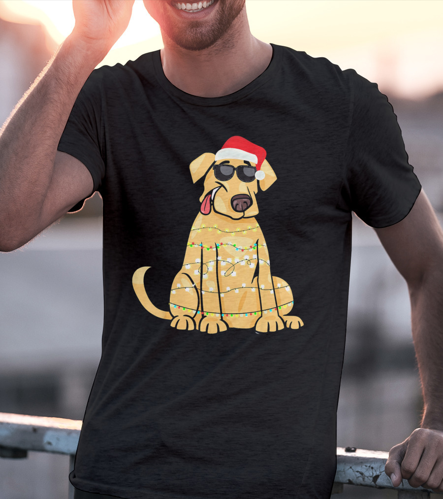 Labrador Santa Claus Christmas Lights Sunglasses T-Shirt