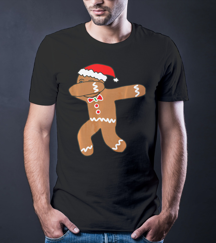 Dabbing Gingerbread Man In Santa Hat T-Shirt