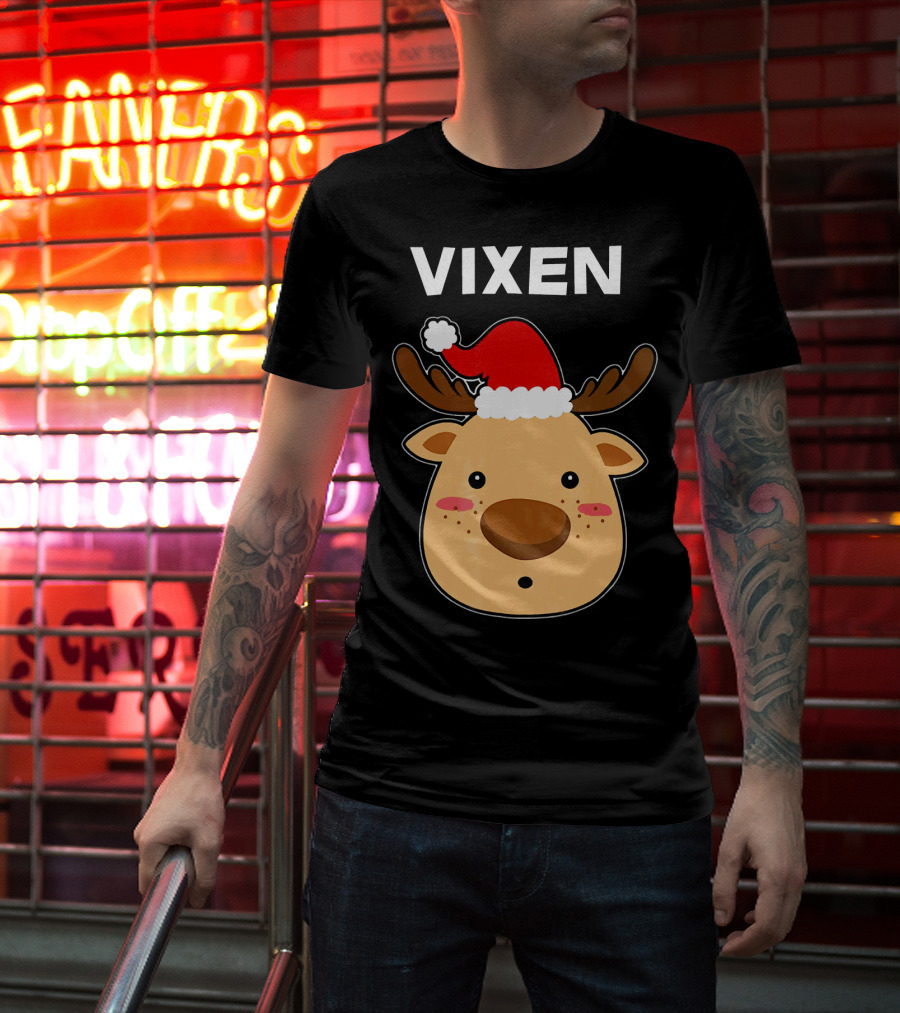 Vixen Santa Hat Reindeer T-Shirt