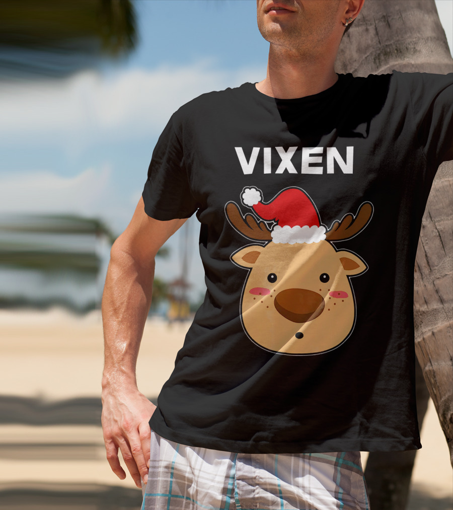 Vixen Santa Hat Reindeer T-Shirt