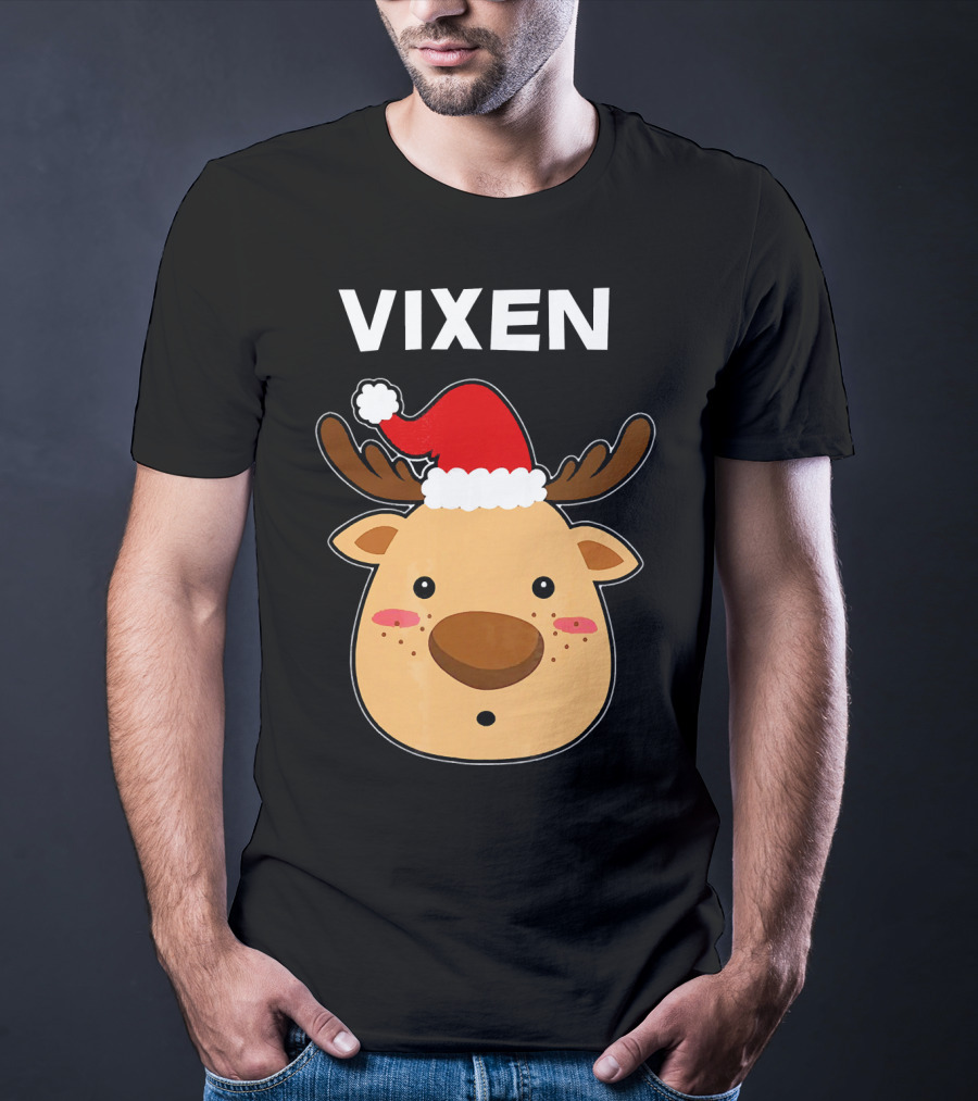 Vixen Santa Hat Reindeer T-Shirt