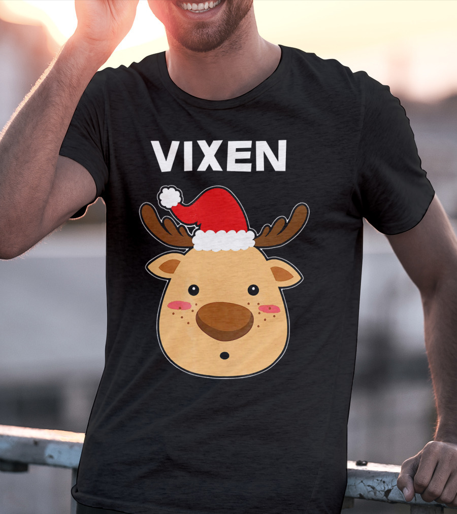 Vixen Santa Hat Reindeer T-Shirt
