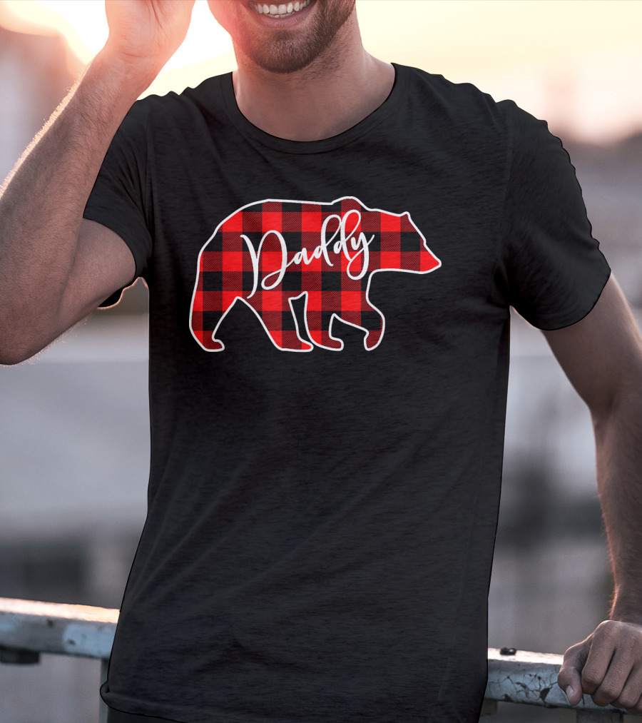Daddy Bear Red Plaid Pattern Matching Family T-Shirt