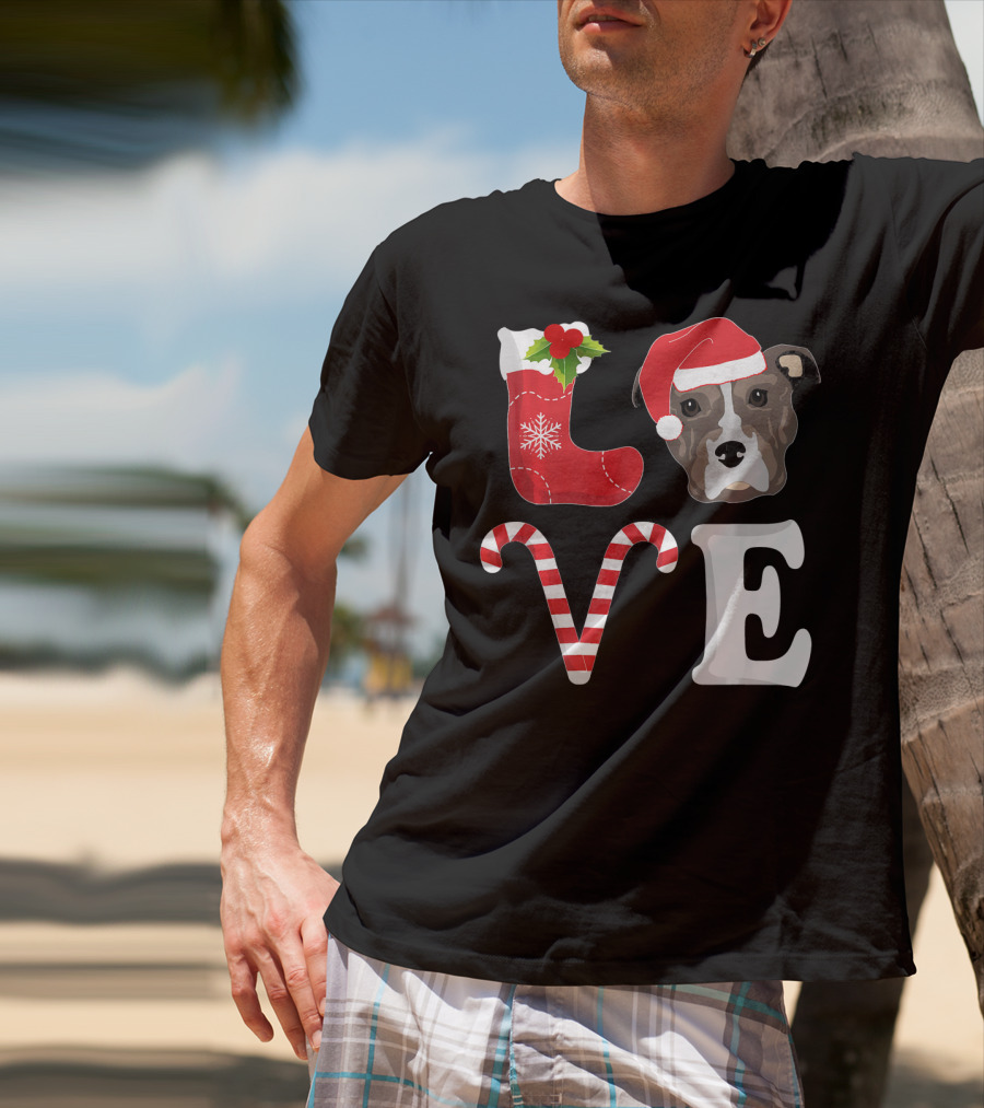 Love Christmas Pitbull Santa Pit Bull T-Shirt