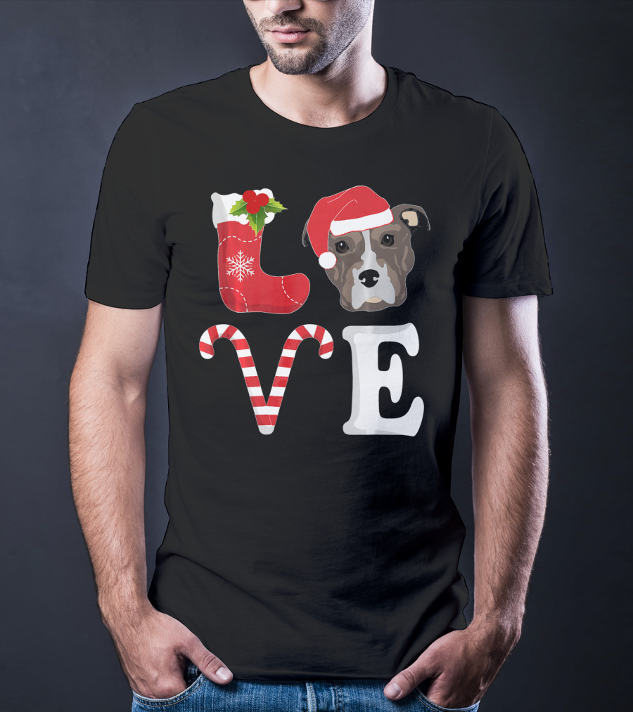 Love Christmas Pitbull Santa Pit Bull T-Shirt