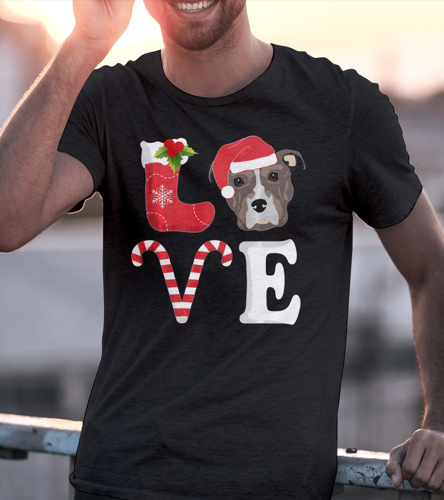 Love Christmas Pitbull Santa Pit Bull T-Shirt
