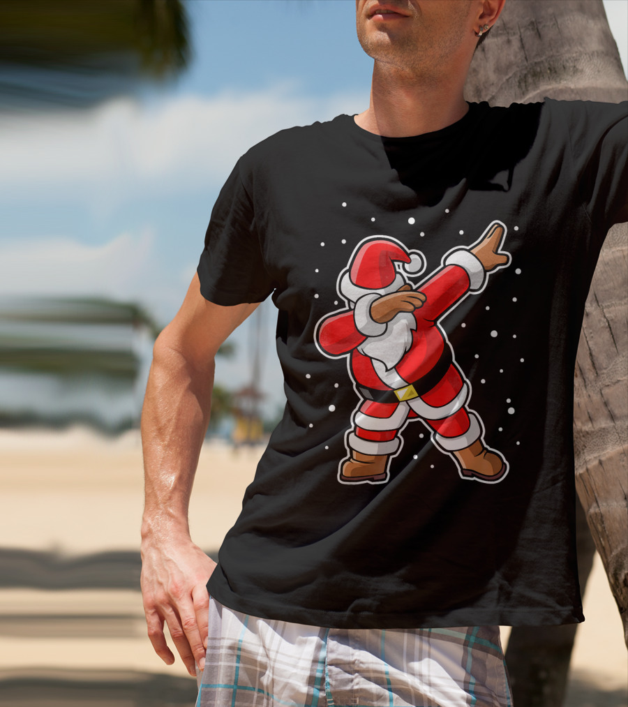 Dabbing Santa Claus Snowing Iconic Christmas Pose T-Shirt