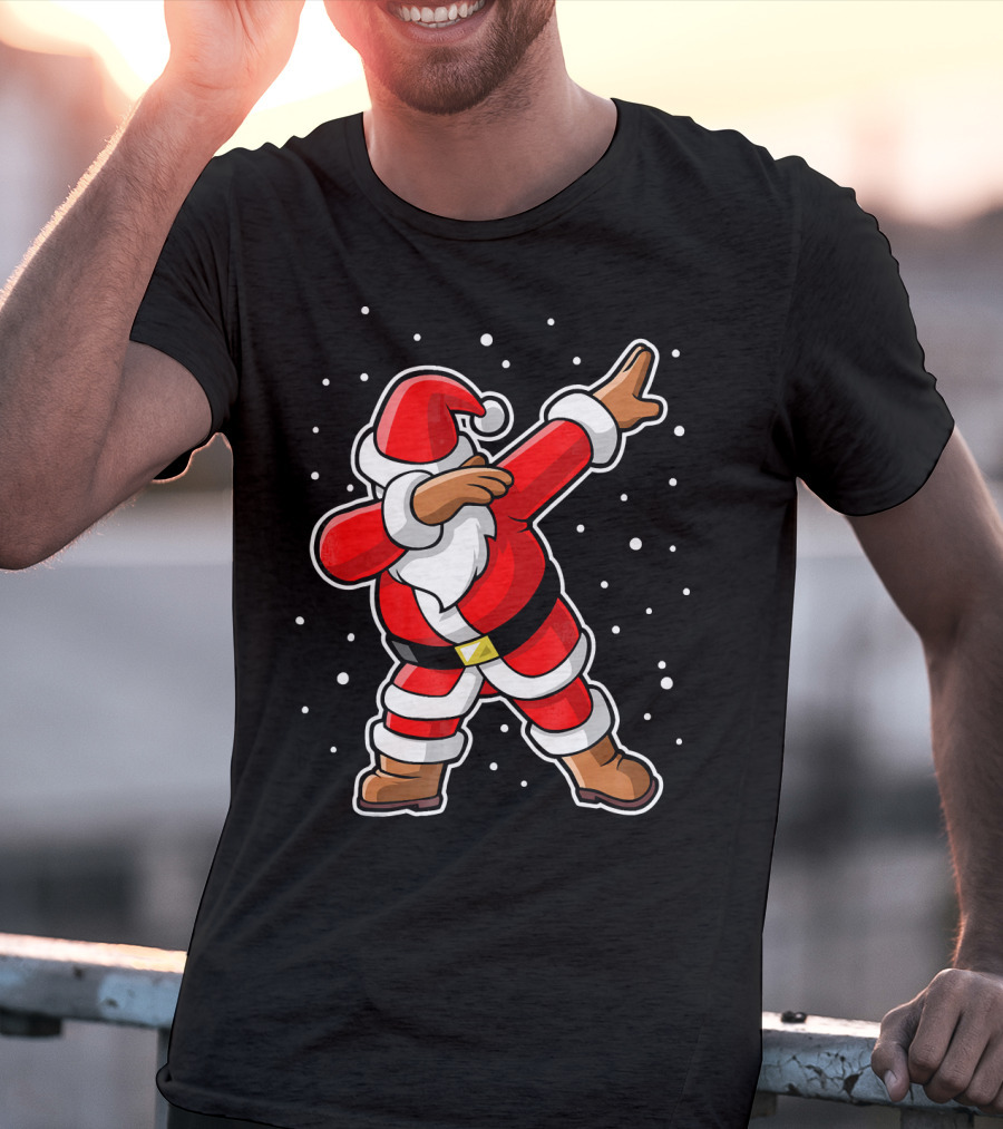 Dabbing Santa Claus Snowing Iconic Christmas Pose T-Shirt