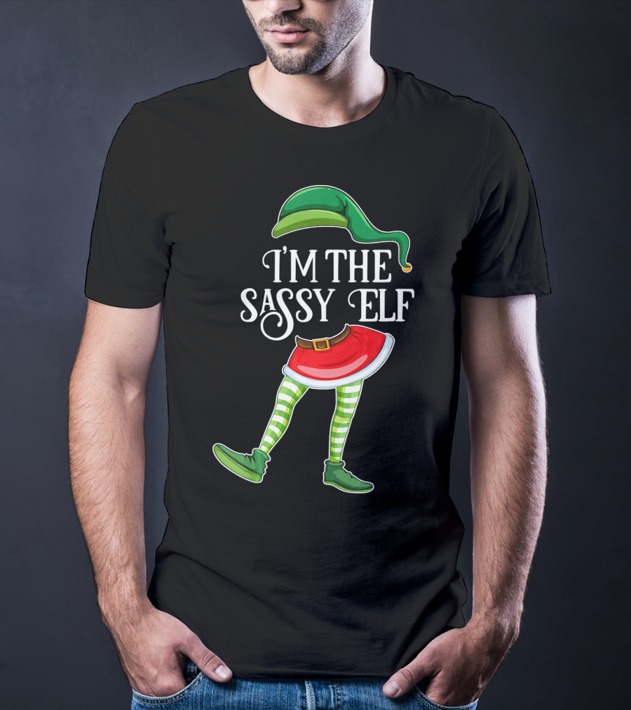 I'm The Sassy Elf With Green Hat And Striped Socks T-Shirt