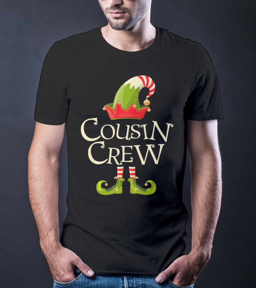 Cousin Crew Elf Matching Family Christmas Hat And Shoes T-Shirt