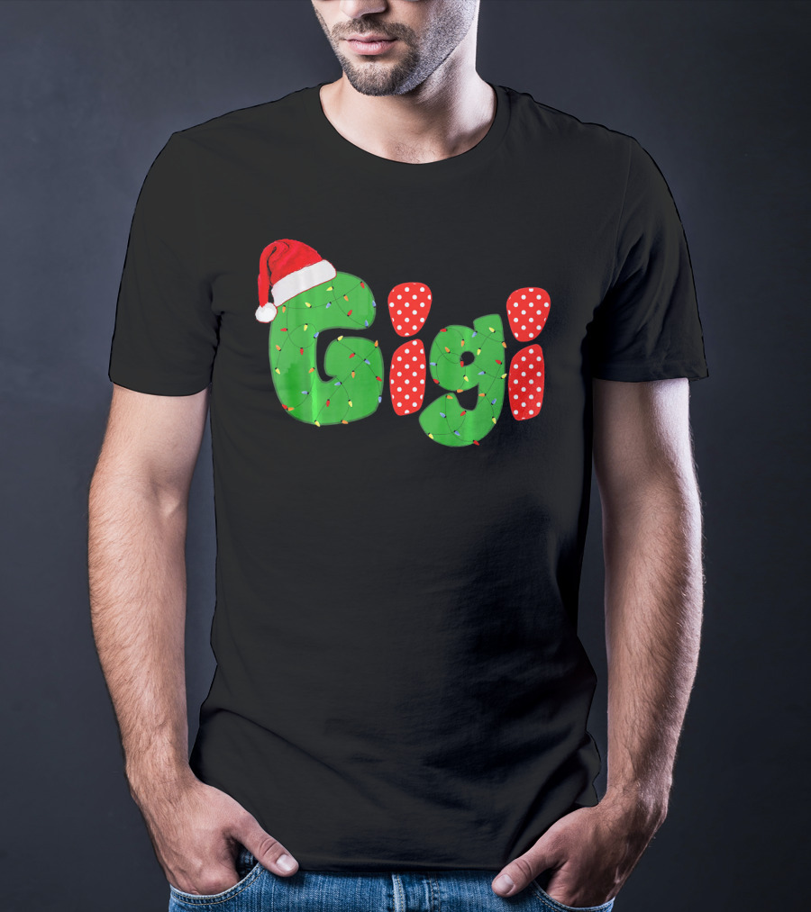 Gigi Christmas Santa Hat Lights Family Matching Pajamas T-Shirt