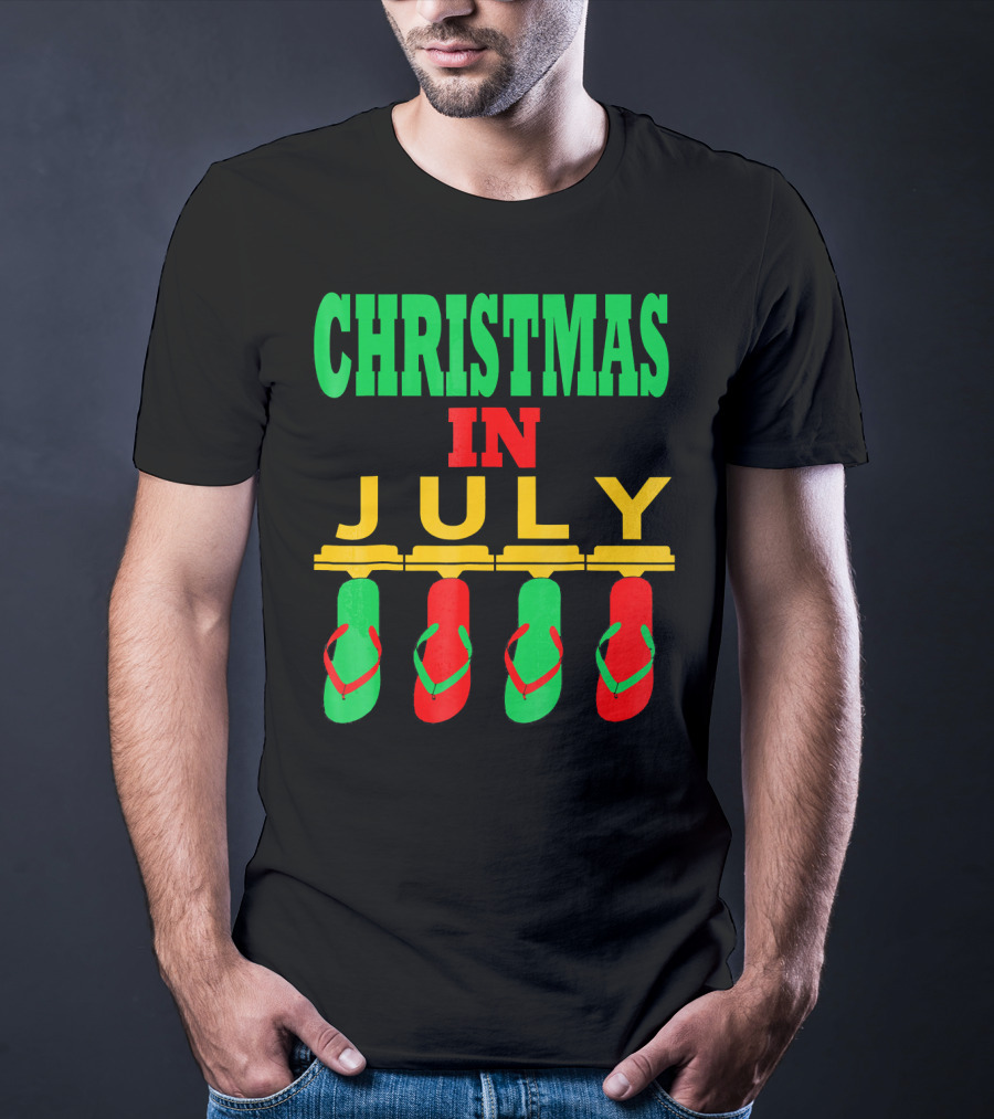 CHRISTMAS IN JULY Flip Flops Summer Holiday T-Shirt