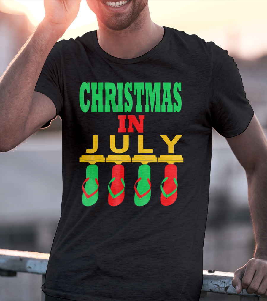 CHRISTMAS IN JULY Flip Flops Summer Holiday T-Shirt