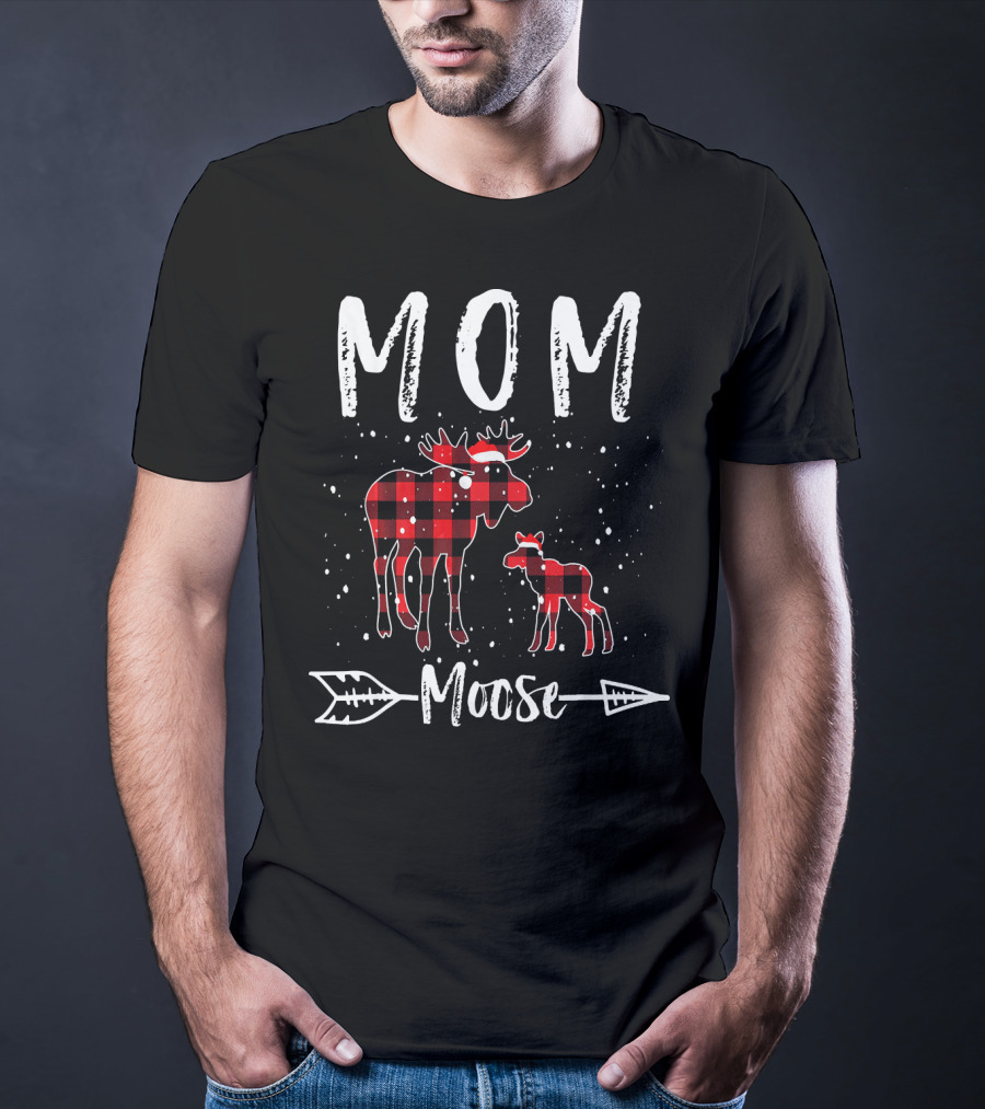 Mom Moose Buffalo Plaid Arrow T-Shirt